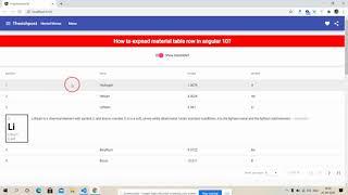 Angular 10 Material Table Row Expand Collapse Working