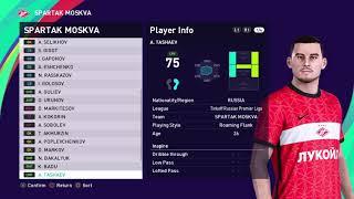 PES 2021 Spartak Moskva faces and ratings | Roman Zobnin, Samuel Gigot, Zelimkhan Bakaev, Alex Kral