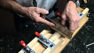 Using my custom made jig to cut fret slots on a violin fingerboard