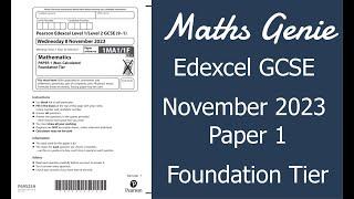 Edexcel Foundation Paper 1 November 2023 Exam Walkthrough