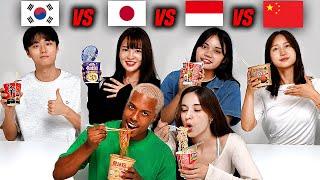 Americans Try 4 Asian country's Cup Noodle for the FIRST TIME! Which country has BEST Cup noodle?