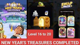 NEW YEAR'S TREASURES LEVEL 16 to 20 COMPLETE REWARDS MONOPOLY GO #monopolygo #new #years #treasures