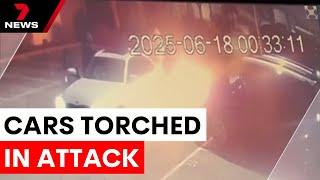 Vehicles set alight in Melbourne car hire business attack | 7NEWS