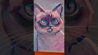 Siamese Cat Acrylic painting Speed process #shorts