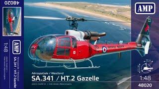 Unboxing Aérospatiale / Westland Gazelle Helicopter AMP 48-020 - 1/48 Scale Plastic Model Kit