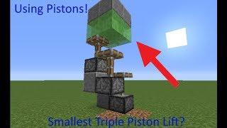 Smallest Triple Piston Lift?? Minecraft Redstone Tutorial [1.12 Minecraft Redstone]