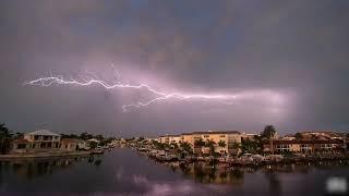 Lightning Bolts and Rainclouds Seen in the Sky During Storm in Florida