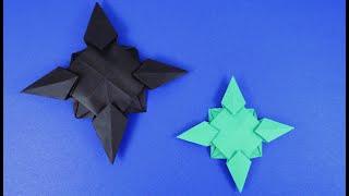 Как сделать сюрикен из бумаги  Оригами сюрикен из бумаги  How To Make a Paper Ninja Star  Shuriken