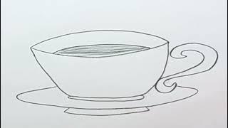 How to draw cup and saucer!!drawing pictures!!как нарисовать чашку чая