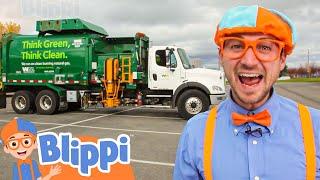 Blippi Recycles with Garbage Trucks | Blippi | Cars, Trucks & Vehicles Cartoon | Moonbug Kids