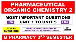 Pharmaceutical organic chemistry 3rd semester important questions || Carewell Pharma