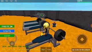 Playing Roblox  muscle simulator