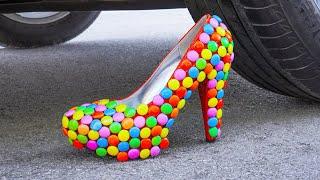 Car vs High Heeled Shoes Experiment | Crushing Crunchy & Soft Things by Car