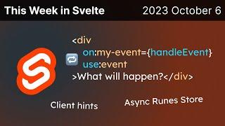 This Week in Svelte (2023 October 6) - Ordering attribs, client hints, async custom store with runes