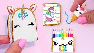 DIY: Miniature UNICORN School Supplies ( Backpack, Notebook, Pen, Pencil case) REALLY WORKS