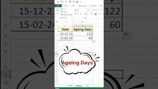 Calculate Ageing Days in Excel: As of Today's Dat#excel