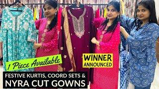 Festive Kurtis, Nyra Cut Gowns, Chikankari, Coord Sets at Desi Rangreza, Mumbai. 1 Piece Available.