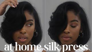 how to: silk press natural hair | salon results at home | tramsue