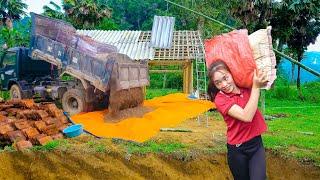 Time-Lapse: SOLO Build LOG CABIN Interior | Install Floor, Windows, Roof - Wooden Cabin Build Ep.2