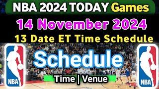 NBA SCHEDULE November 14, 2024