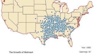 The Spread of Walmarts Across The U.S. (1962-2006)