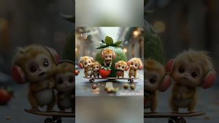 Green strawberries #cute #monkey #midjourney #funny #pets #ai #aniamals #shortvideo #shorts #fyp