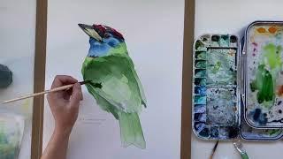 Painting Bird With Watercolor