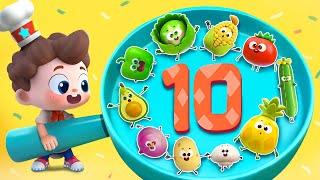 Ten Fruits and Veggies Burger | Learn Numbers | Nursery Rhymes & Kids Songs | BabyBus