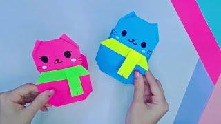 DIY|Origami paper cat box|Оригами коробочка котик из бумаги