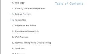 Making an Effective Report Table of Contents