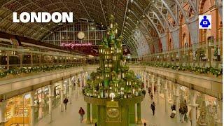 London Night Walk  St Pancras Station CHRISTMAS TREE 2024  King's Cross Station to Granary Square