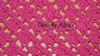 Вязание спицами. Диагональный ажурный узор \\\  Knitting. Diagonal openwork pattern.