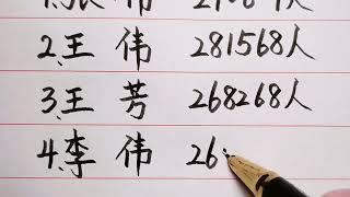 我国重名，最多的十个名字，有你的名字吗？#书法 #手写 #人生感悟