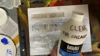 Clear gesso to prepare collage surface #liquitexprofessional #cleargesso #acrylicmedium