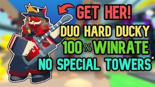 Duo Ducky Revenge Hard Mode Triumph WITH DJ + NO MICRO GUIDE - Tower Defense Simulator
