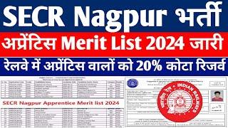 आ गई SECR Nagpur Apprentice 2024 की merit list, SECR Railway Apprentice Merit list 2024 PDF download