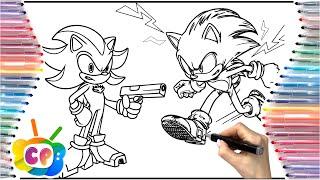 Sonic vs Shadow Coloring Pages / Sonic 3 in the movie / How to draw Sonic vs Shadow