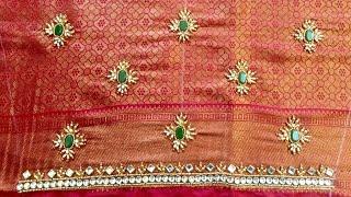 Budget-Friendly Elbow Sleeve Blouse with Kundan & Butta Work 