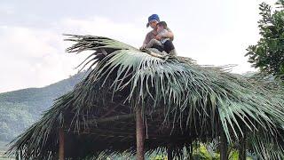 "Single mother built a house with a palm leaf roof."