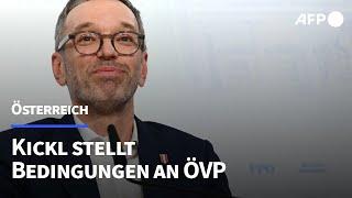 Vor Koalitionsgesprächen mit ÖVP: FPÖ-Chef Kickl stellt Bedingungen | AFP