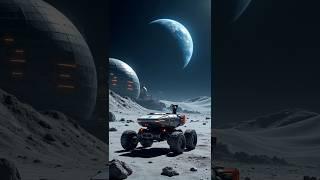 Lunar Rover Patrol Near Futuristic Moon Colony | Earth Rises Above #shorts #space #ai #shortfilm