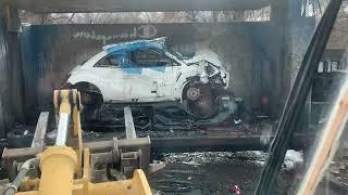 Crushing cars! Pt 3 #satisfying #junkyard #carcrushers #viral #acura #acuratl #volkswagen #vw #cars