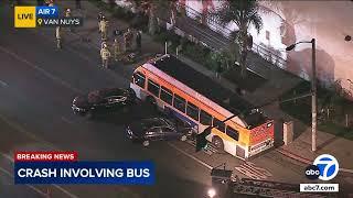 4 hurt in crash involving Metro bus, several vehicles in Van Nuys