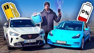 Hat ein Tesla mehr Reichweite als ein Verbrenner? Tesla Model 3 vs. Cupra Formentor VZ5