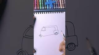 how to draw auto rickshaw easy