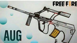 How to draw AUG gun of free fire and PUBG / very easy steps