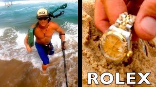 Found a $15,000 Rolex, Gold Chain & Rings while Beach Metal Detecting