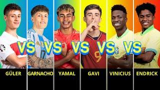 Comparison: Lamine Yamal vs Arda Guler vs Pablo Gavi vs Vinicius Jr vs Alejandro Garnacho vs Endrick