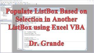 Populate ListBox Based on Selection in Another ListBox using Excel VBA