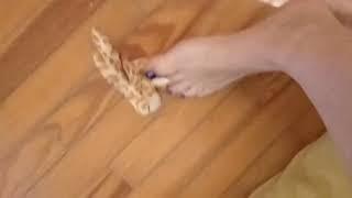 Barefoot trample feet fetish soft toy trample.